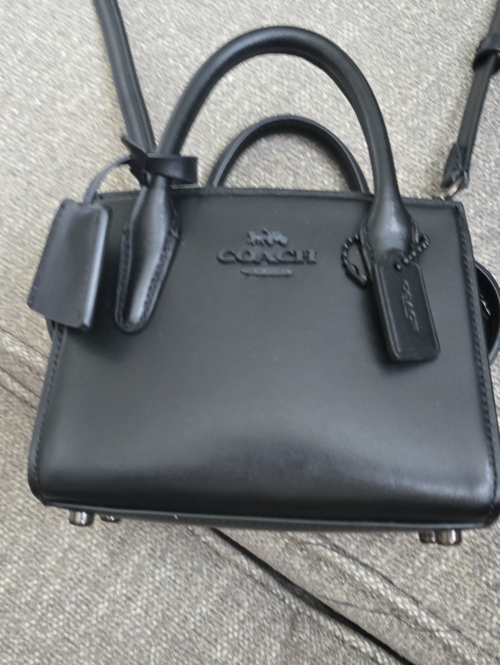 Coach Black Leather Mini Satchel with Top Handles